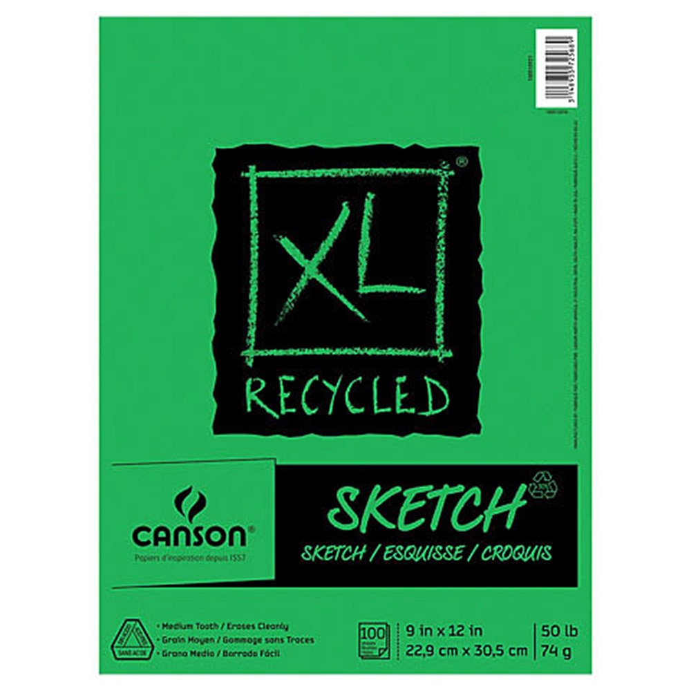 Canson, Sketchbooks & Pads, Art & School, 9"x12", XL, Recycled, Wire bound, 100 sheets, 413158